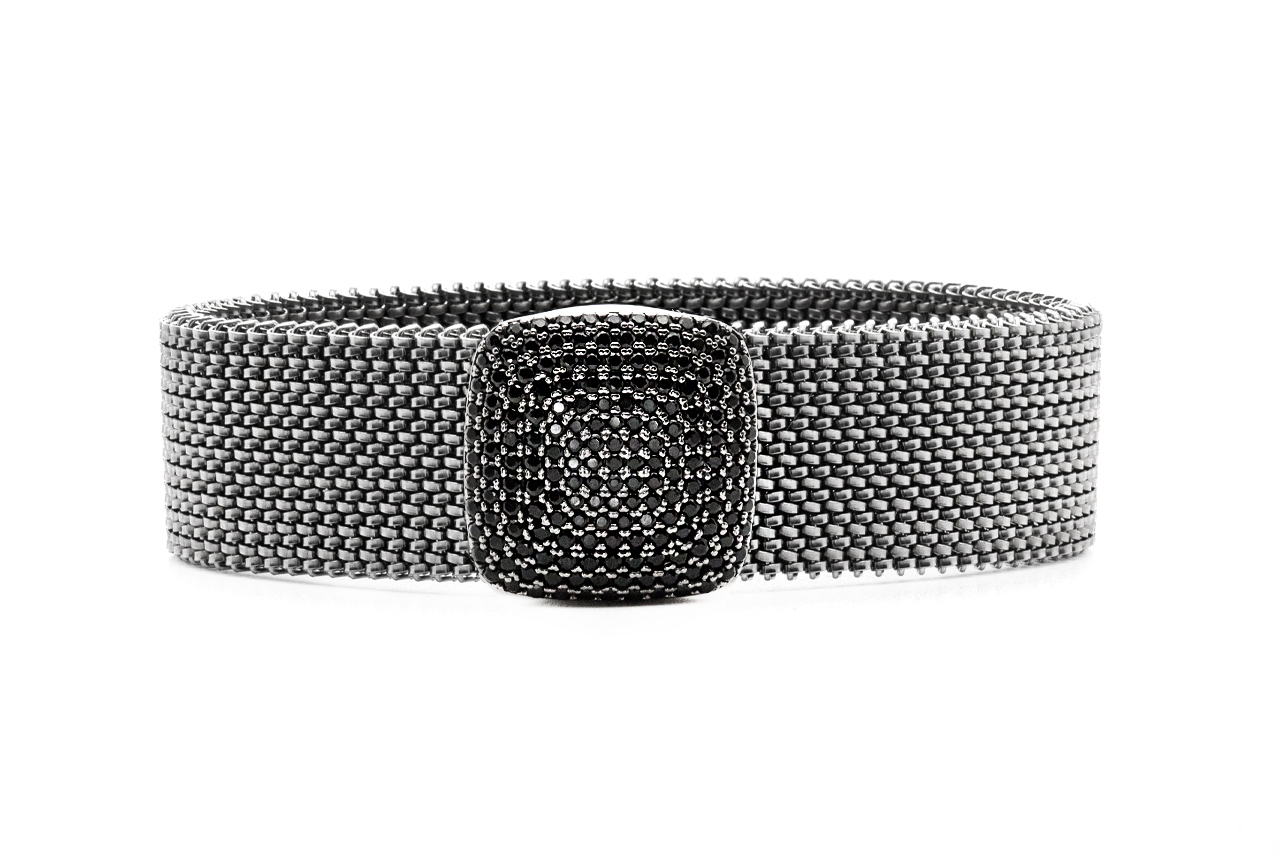 <b>Iconic Edge </b><br>Bracciale Bold con pavé di zirconi