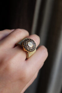 anello acciaio elastico argento zirconi