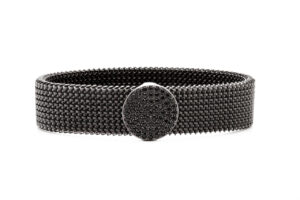 Bracciale acciaio elastico con decorazione in argento e zirconi