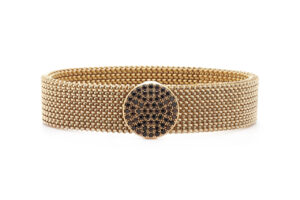 bracciale acciaio elastico con decorazione in argento e zirconi