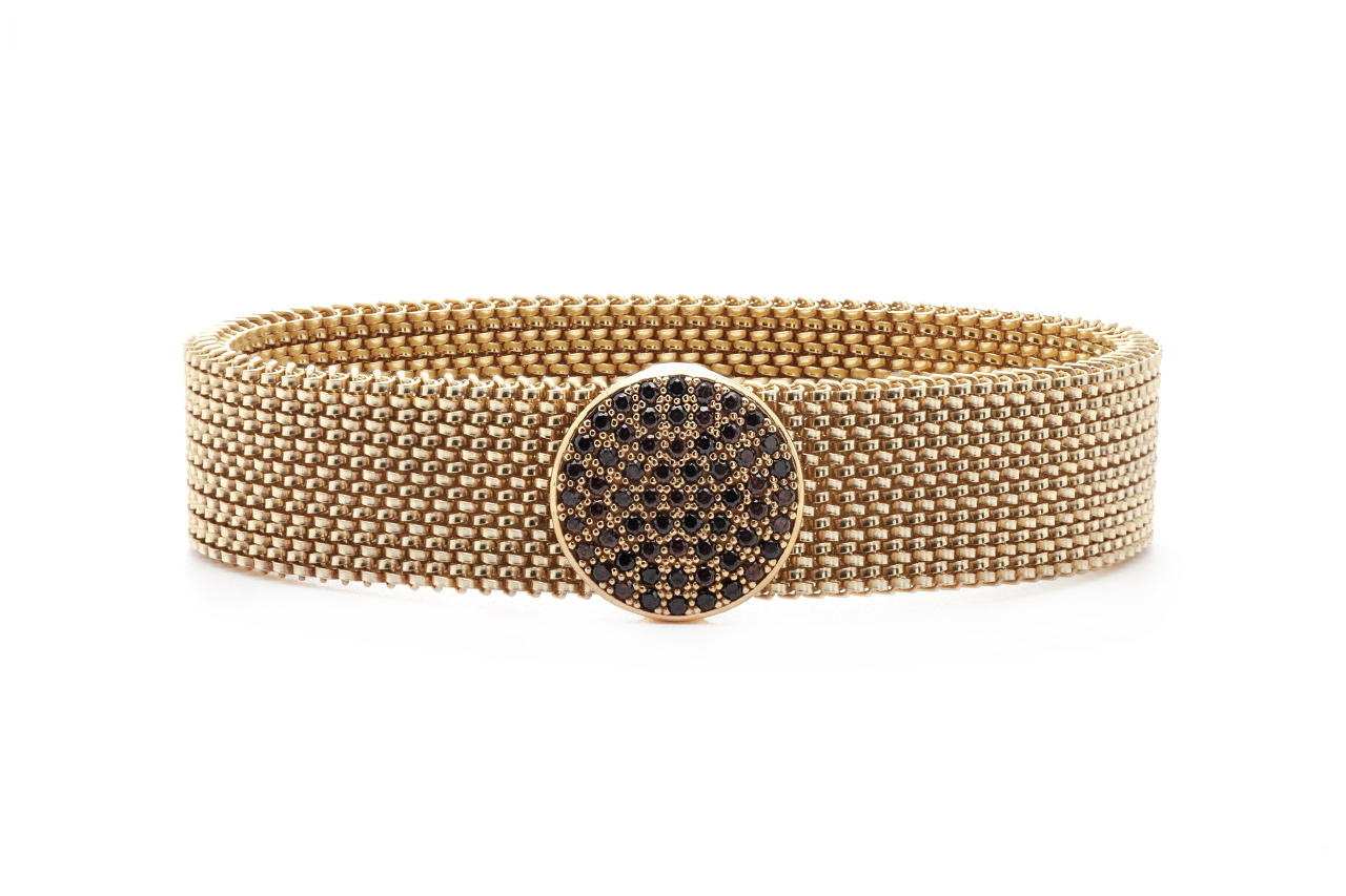 bracciale acciaio elastico con decorazione in argento e zirconi