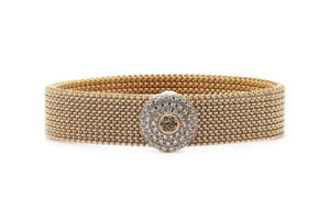 Elastic steel bracelet with decoration in Sterling Silver and zirconia pavé
