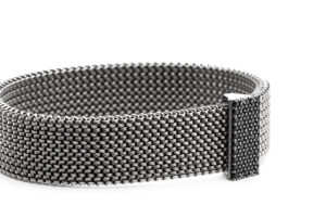 Bracciale acciaio elastico con decorazione in argento e zirconi neri