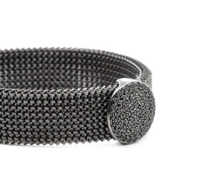 Bracciale acciaio elastico con decorazione in argento e zirconi