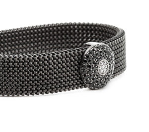 Elastic steel bracelet with decoration in Sterling Silver and zirconia pavé