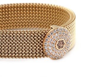Elastic steel bracelet with decoration in Sterling Silver and zirconia pavé