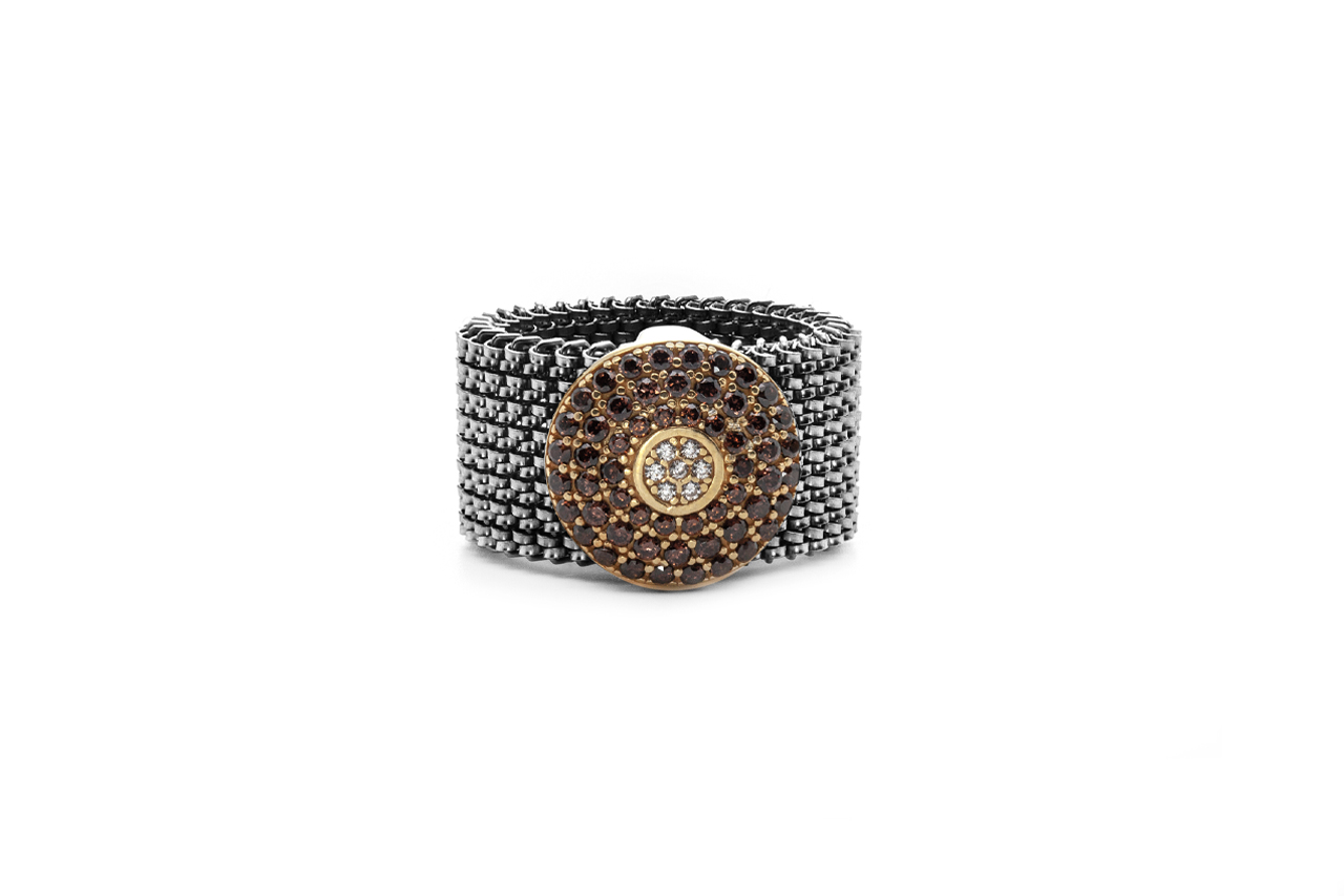 anello zirconi brown